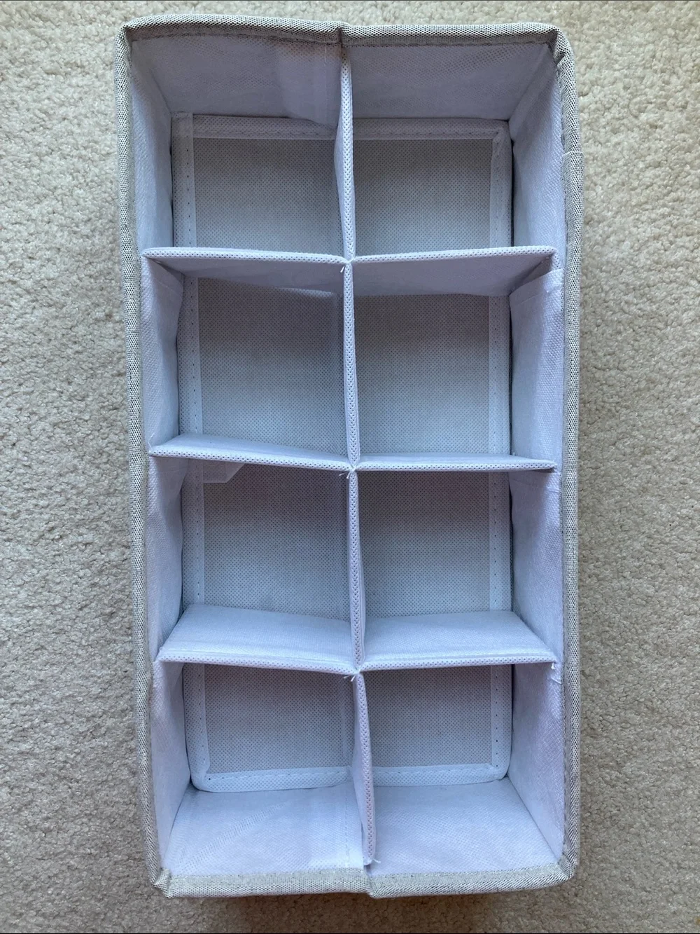 The Container Store bundle of two cocoa twill section drawer organizers